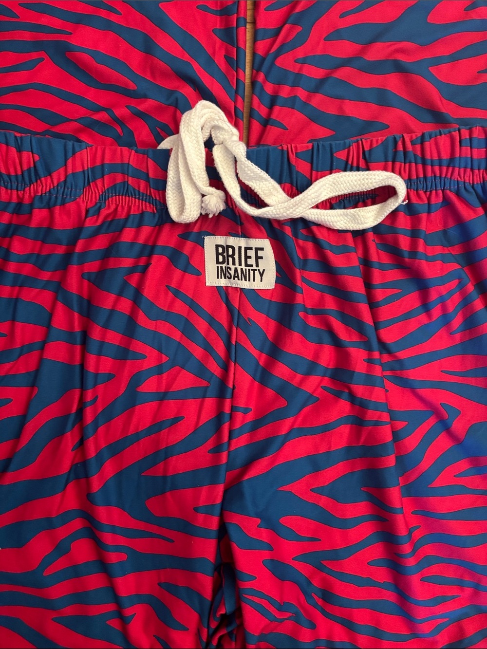 Brief Insanity | Wild Zebra Striped Pink & Blue Lounge Pants Adjustable Size XL